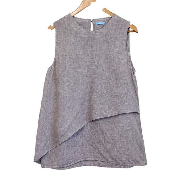 J McLaughlin 100% Linen Women Shirt Large Brown Boxy Boho Artsy Lagenlook Resort - Picture 1 of 8